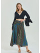 Gipe Waist Tied Navy Blue Plus Size Skirt 4597